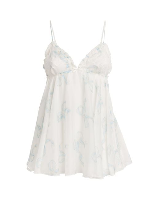 Skims White Silk Bridal Romance Babydoll Slip