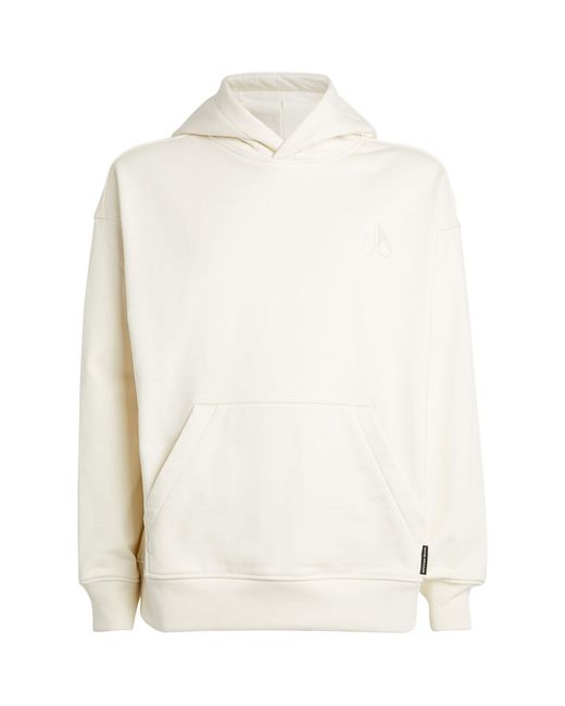 Moose Knuckles White Embroidered Hoodie for men