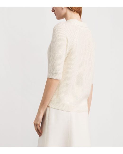 Fabiana Filippi White Knitted Sequin Polo Sweater