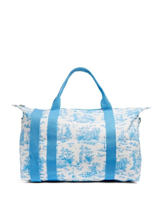 Harrods Blue Toile Foldable Overnight Bag