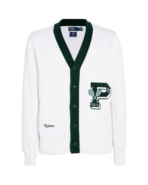 Ralph Lauren Cotton Wimbledon Cardigan in White for Men | Lyst