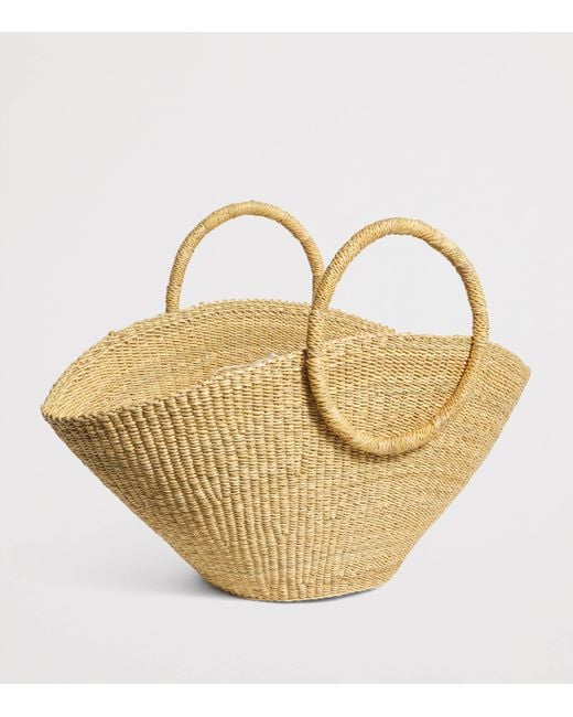 Muuñ Metallic Medium Straw Luna Tote Bag