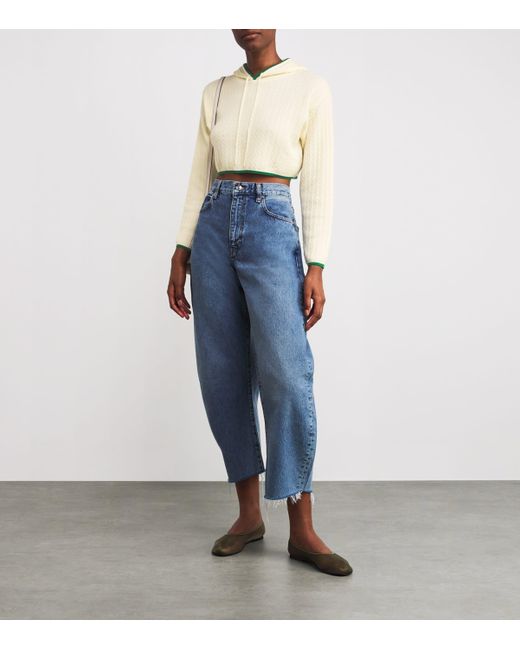 FRAME Natural Cashmere-Silk Cropped Hoodie