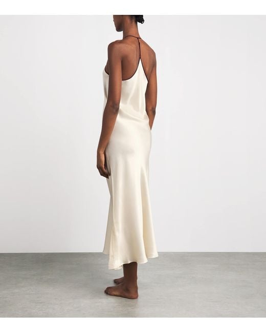 Olivia Von Halle White Silk Gala Slip Midi Dress