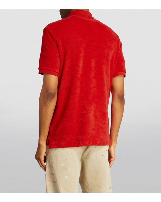Polo Ralph Lauren Red Terry Towelling Polo Shirt for men