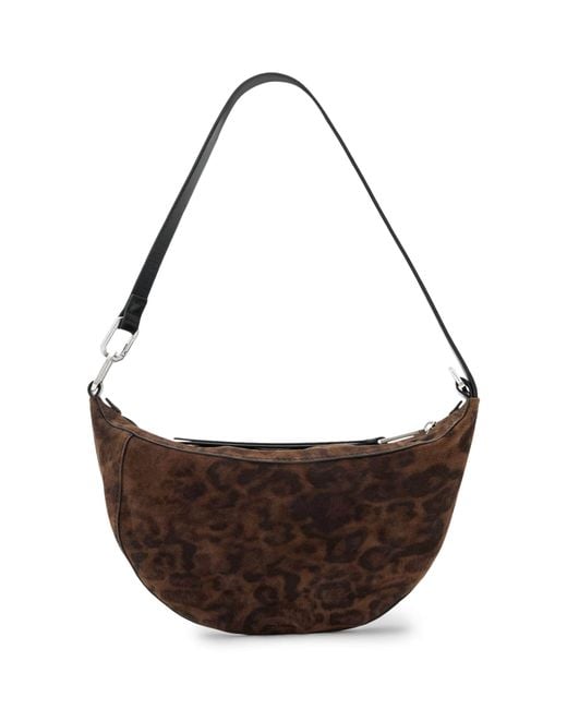 AllSaints Brown Micro Suede Luna Leppo Shoulder Bag