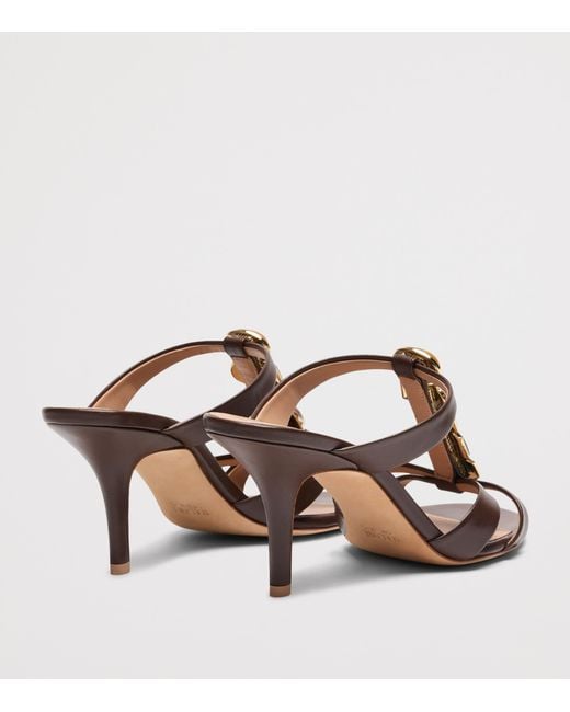 Malone Souliers Brown Leather Jewel-Embellished Simi Heeled Sandals 70