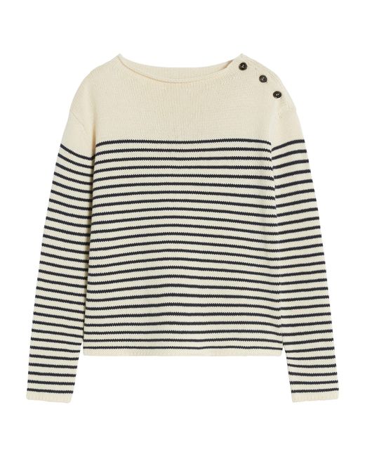 Weekend by Maxmara Black Cotton-Blend Stripe Sweater