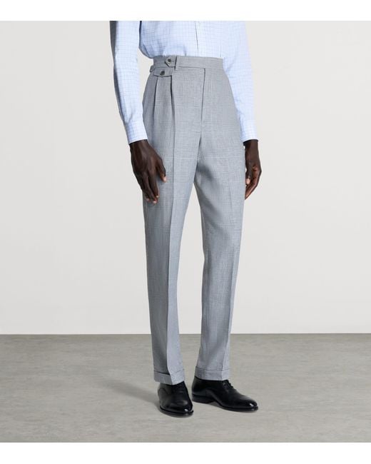 Dunhill Gray Prince Of Wales Check Tailored Trousers for men