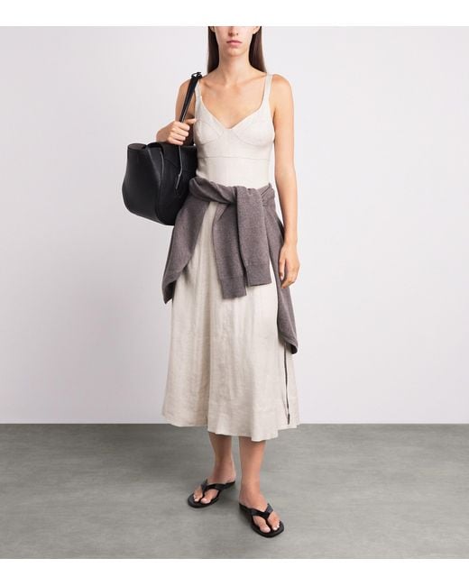 Toccin White Linen-Blend Arya Midi Dress