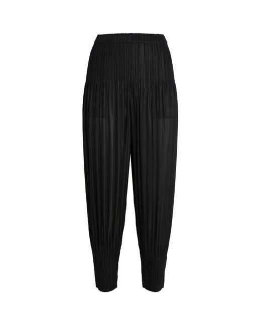 Pleats Please Issey Miyake Black Fluffy Basics Tapered Trousers