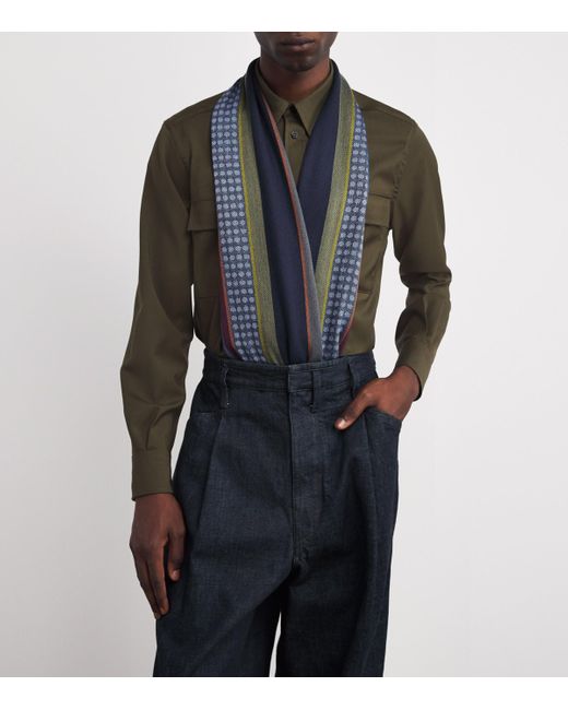 Paul Smith Blue Wool-Silk Artist Stripe Scarf for men