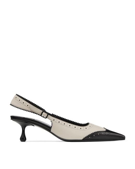 Jimmy Choo Metallic Amel 50 Leather Slingback Pumps