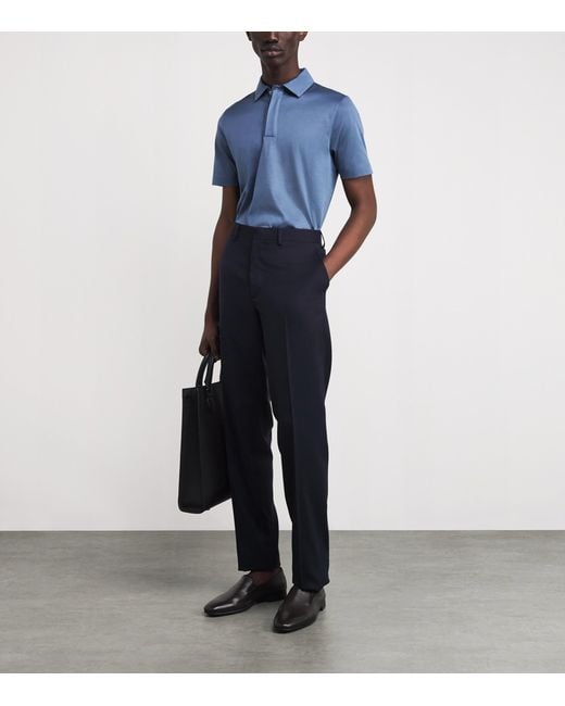 Canali Blue Mercerised Cotton Polo Shirt for men