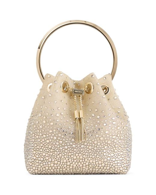Jimmy Choo Natural Metallic Mesh Bon Bon Top-Handle Bag