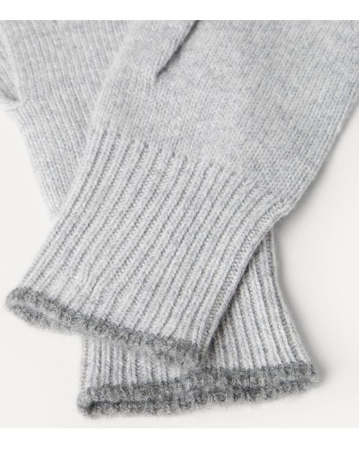 Brunello Cucinelli Gray Cashmere Gloves for men