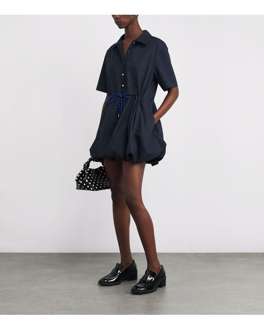 Maje Blue Cotton Bubble-Hem Mini Dress