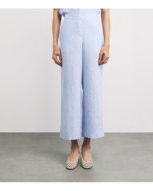 Lafayette 148 New York Blue Linen Wide-Leg Trousers