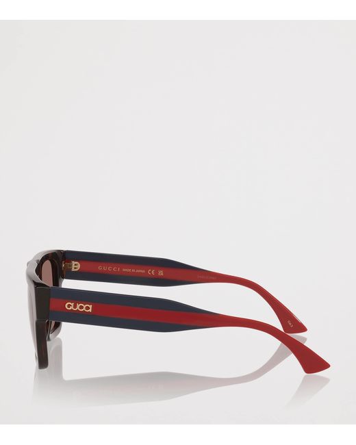 Gucci Brown Acetate Rectangle Sunglasses for men