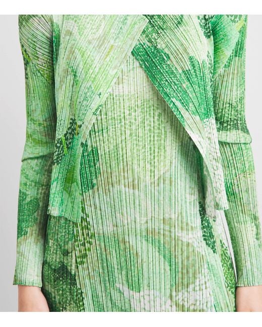 Pleats Please Issey Miyake Green Pleated Foggy Forest Cardigan