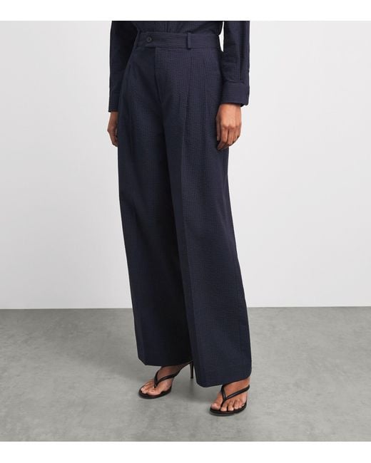 With Nothing Underneath Blue Seersucker Rampling Trousers