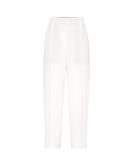 Brunello Cucinelli White Linen-blend Tailored Trousers