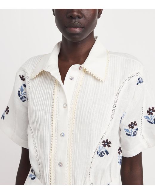 Lug Von Siga White Linen Embroidered Vera Maxi Dress