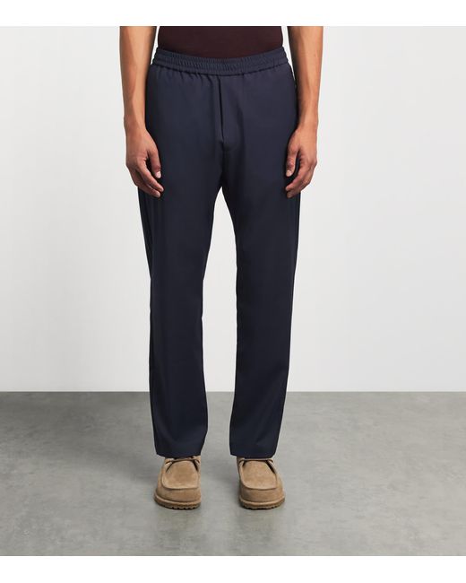 Barena Blue Virgin Wool Elasticated Trousers for men