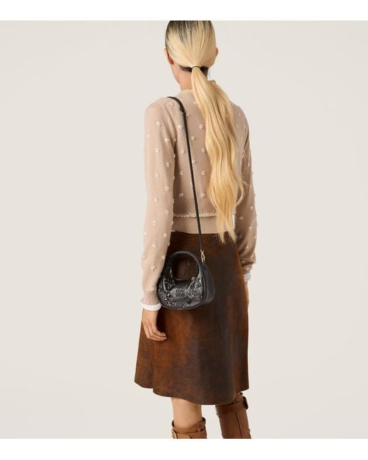 Miu Miu Black Mini Leather Wander Top-Handle Bag