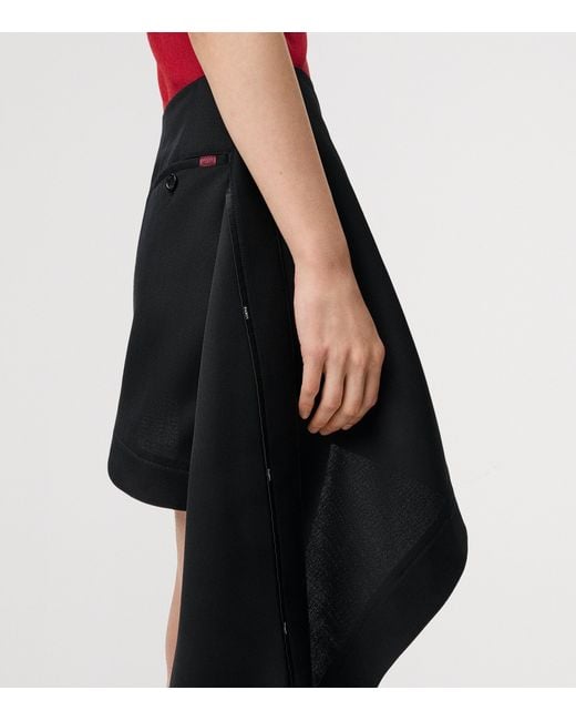Loewe Black Wool Draped Mini Skirt
