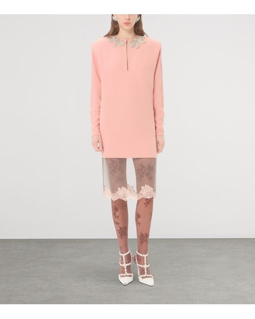 Valentino Pink Silk Bow-Embellished Mini Dress