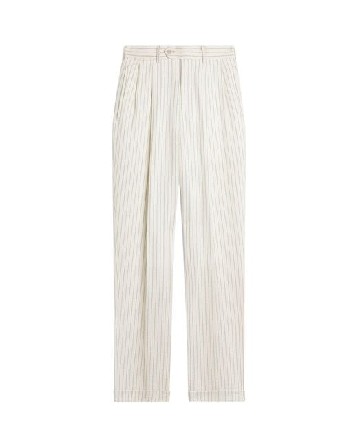 Dunhill White Pinstripe Straight Trousers for men