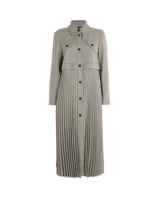 Sandro Gray Houndstooth Pleated Trench Coat