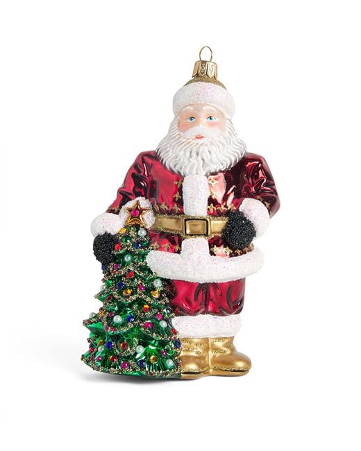 Harrods White Glass Father Christmas Tree Decoration