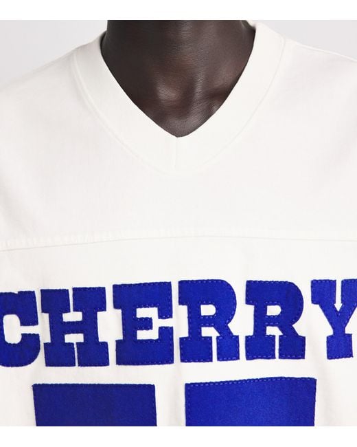 CHERRY LA Blue Appliqué Football Jersey T-Shirt for men