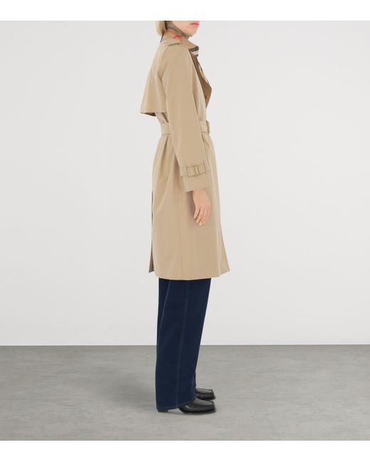 Burberry Natural Cotton Gabardine Check-Collar Trench Coat