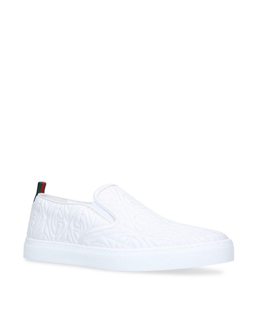 Gucci White Dublin G Rhombus Leather Sneakers for men