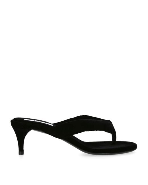 Alaïa Black Velvet Heel Flip-Flops Mule