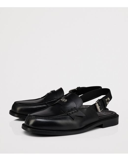 Christian Louboutin Black The Asclepius Leather Slingback Loafers