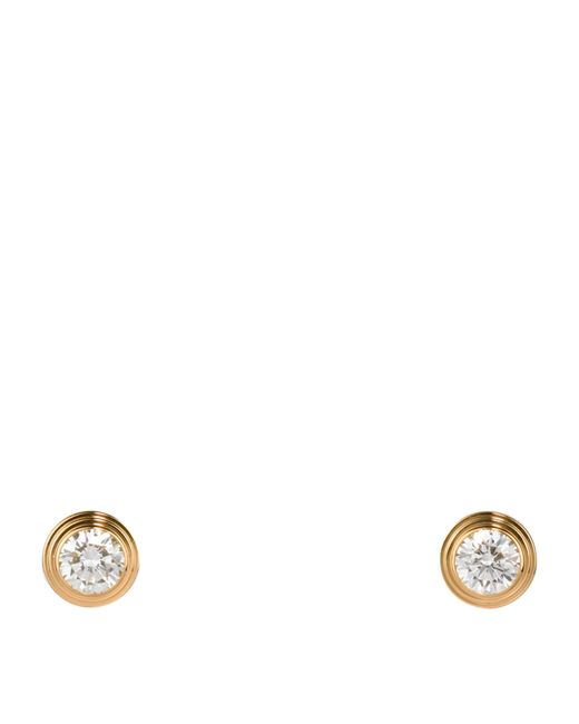 Cartier Metallic Medium Yellow Gold And Diamond D'amour Earrings
