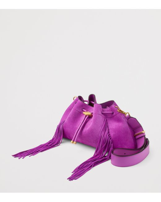 Jimmy Choo Purple Medium Cinch Suede Bucket Bag