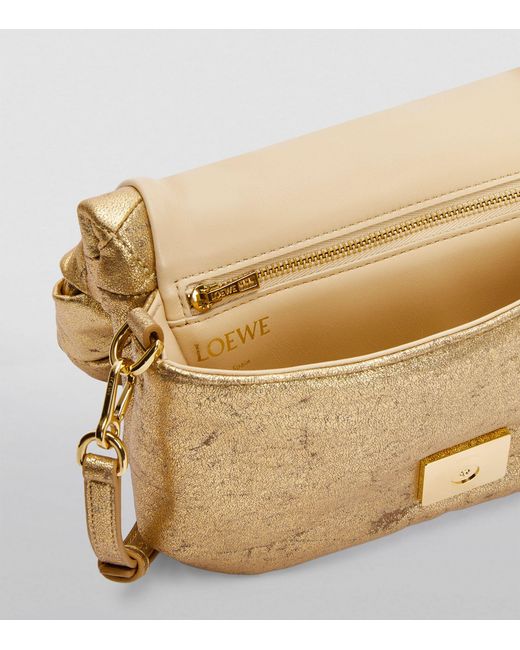 Loewe Natural Mini Goya Pleated Puffer Shoulder Bag