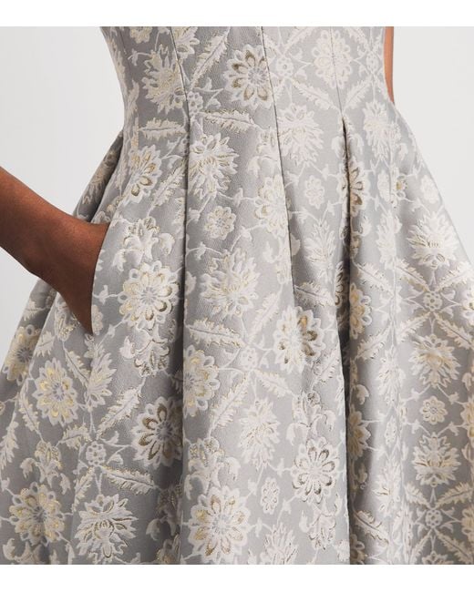 Huishan Zhang Gray Metallic Jacquard Kyle Midi Dress