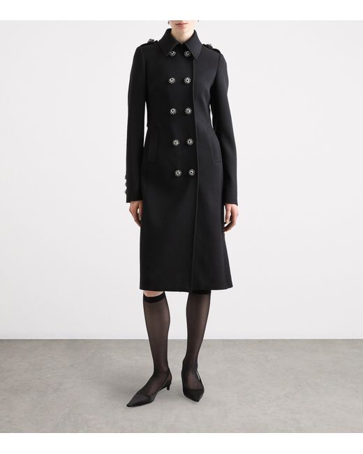Dolce & Gabbana Black Virgin Wool Double-Breasted Overcoat