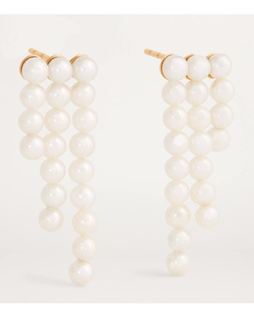 Sophie Bille Brahe White And Pearl La Valse Trois Temps Drop Earrings