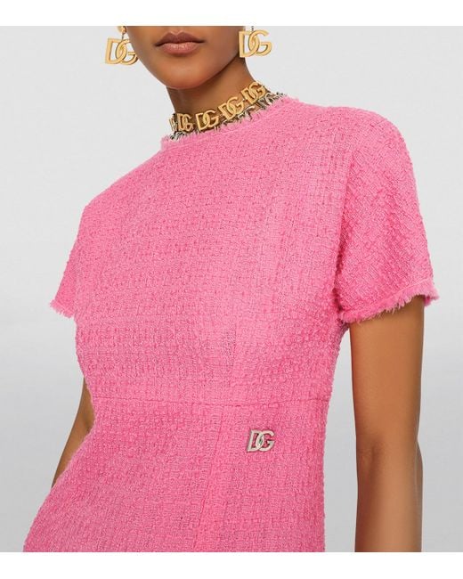 Dolce & Gabbana Pink Tweed Raschel Mini Dress