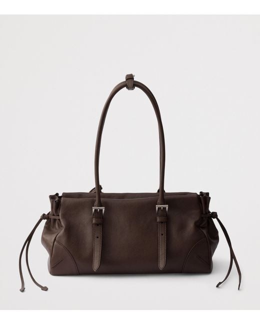 Prada Black Medium Antiqued Leather Bonnie Shoulder Bag