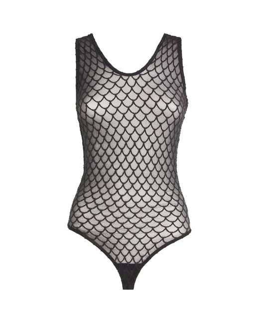 Wolford Black Velvet Net Illusion Bodysuit