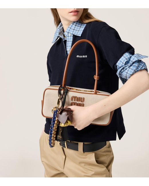 Miu Miu Pink Canvas-Leather Beau Top-Handle Bag