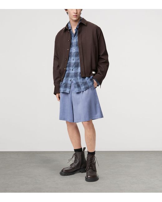Loewe Blue Wool-Blend Shorts for men